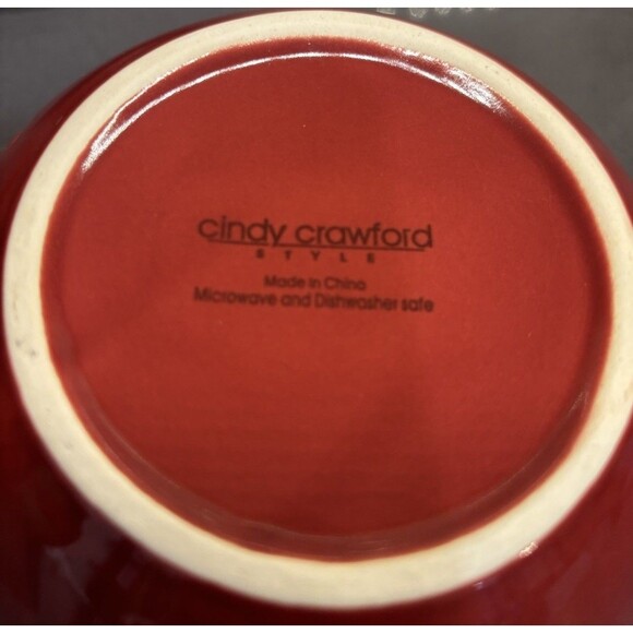 Cindy Crawford Style - Set Of Four Burgundy Round Soup/Cereal Bowls - Picture 4 of 4
